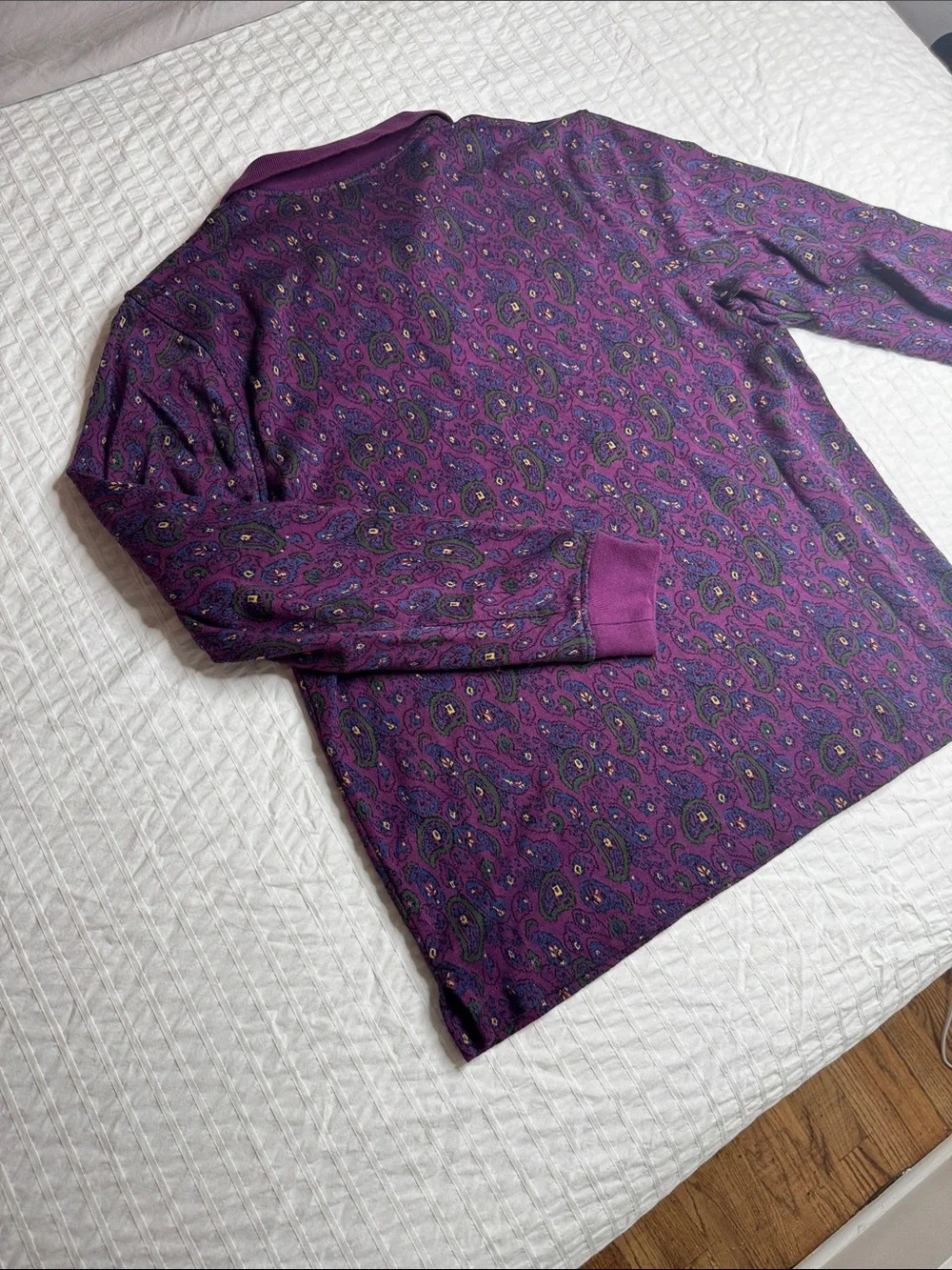J. Crew Plum Purple Paisley Long-Sleeve Polo